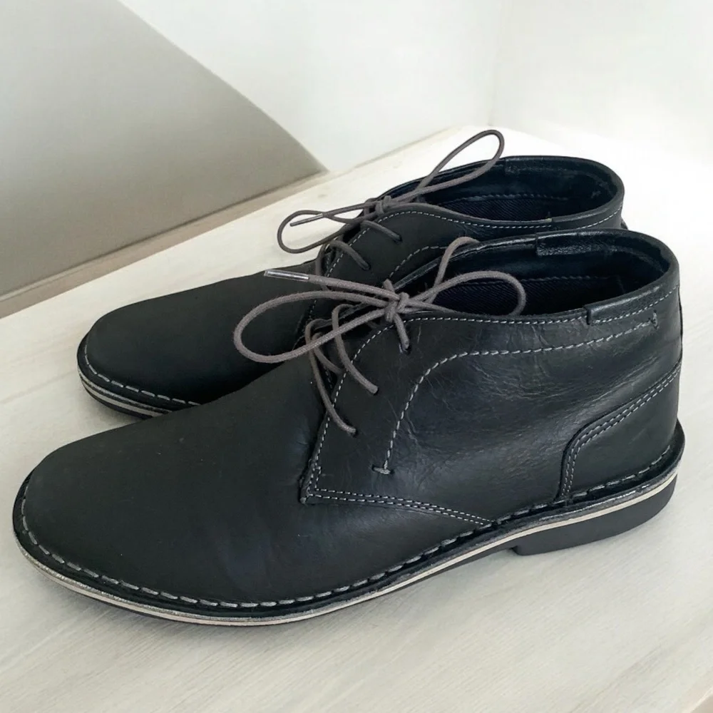 Vintage STEVE MADDEN Leather Harken Chukka Boot Mens Size 7.5 Black